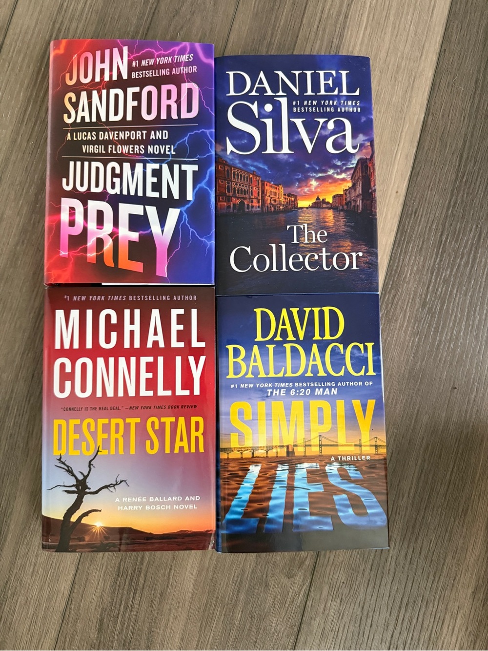 Set of 4 Paperback Thrillers — Red, Blue, Yellow Covers